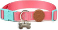 Adjustable Dog Collar with ID Tag – Soft Polyester, Quick Release Buckle – Durable, Waterproof, Cute Dog Collar – Puppy Collar, Stylish Pet Accessories (Fiji, Small)