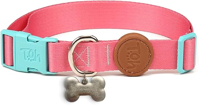 Adjustable Dog Collar with ID Tag – Soft Polyester, Quick Release Buckle – Durable, Waterproof, Cute Dog Collar – Puppy Collar, Stylish Pet Accessories (Fiji, Small)