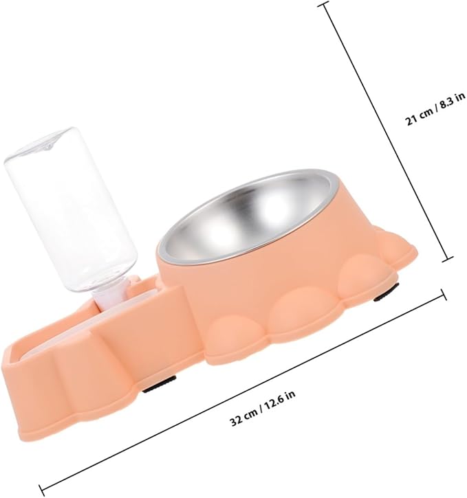 Generic Automatic Stainless Steel Pet Feeder Bowl Water and Food Dispenser for Dogs and Puppies Lightweight Feeding Container for Convenient Pet Feeding Orange Pink