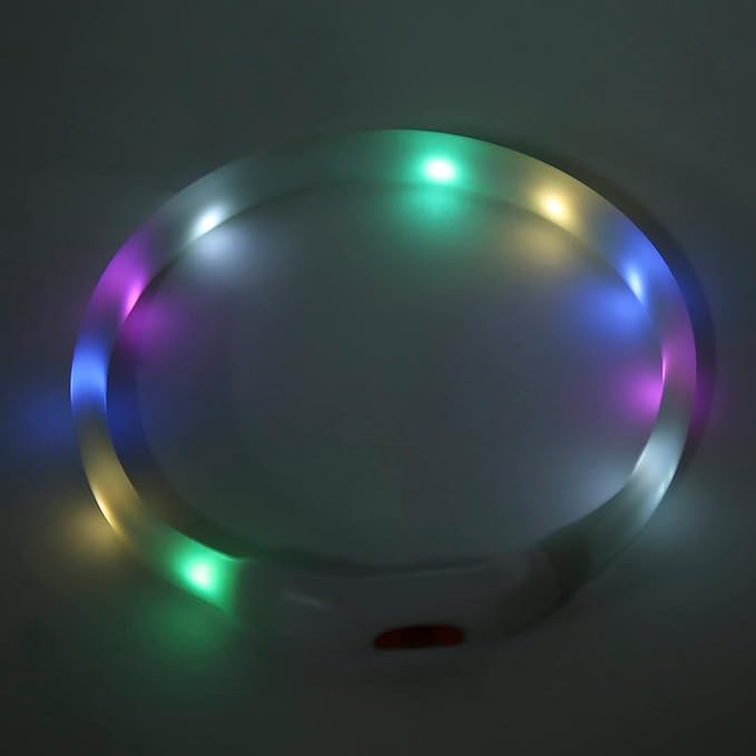 Restokki Multifunction LED Marquee Pet Adjustable Safety Rechargeable Anti Lost Collar USB Charging for Cat Small Dog