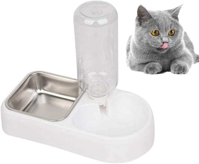 Double Pet Water Feeder Bowl Creative Automatic Drinking Tool for Dogs Cats Safe High-density Design Smooth Stability for Shops White