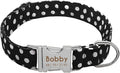 Personalized Dog Collar Dot Dogs Collars Nylon Pet Collars Engrave ID for Small Medium Large Pet Pitbull Red Blue Black Black L