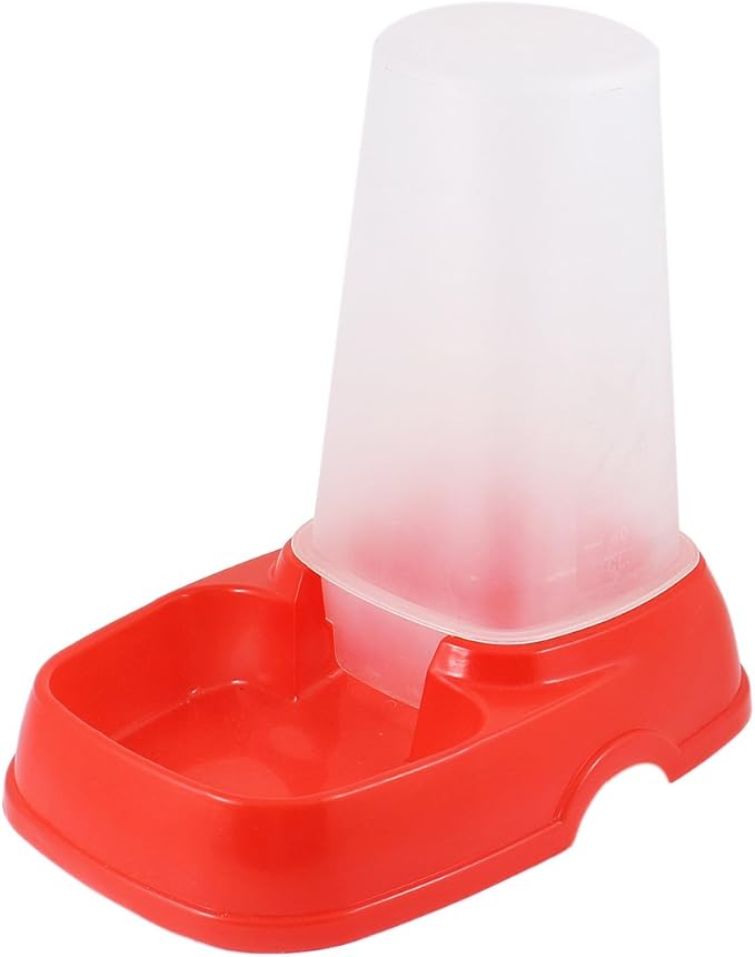 Clear White Cover Red Food Water Automatic Pet Dog Feeding Bowl (id: a57 cf1 5b8 666 a1c