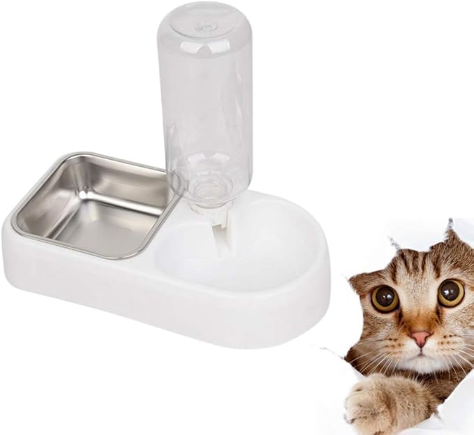 Double Pet Water Feeder Bowl Creative Automatic Drinking Tool for Dogs Cats Safe High-density Design Smooth Stability for Shops White
