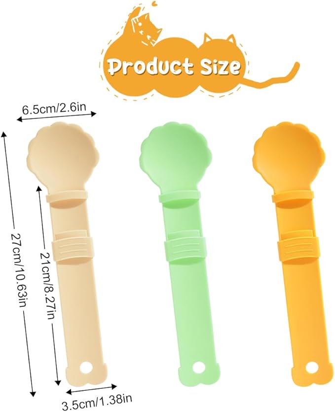 Zayookey 3Pcs Cat Strip Feeders,Cat Wet Treat Spoon Squeeze,Multifunctional Flower Shape Cat Food Dispenser Sliding Happy Spoon for Cats