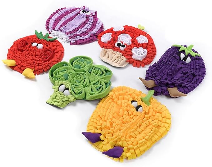 Vegetable Shaped Snuffle Mat for Dogs, Fun Slow Feeding Pad with Crinkle Paper and Squeaker, Interactive Nose Work Toy for Boredom Relief 50x40cm (Colored Pepper)