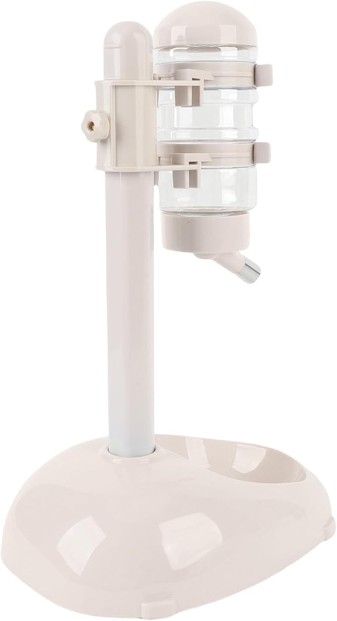 Pet Standing Water Dispenser, Adjustable Height Dog Water Bottle, with Food Feeder Bowl for Small Dogs Cats (Beige)