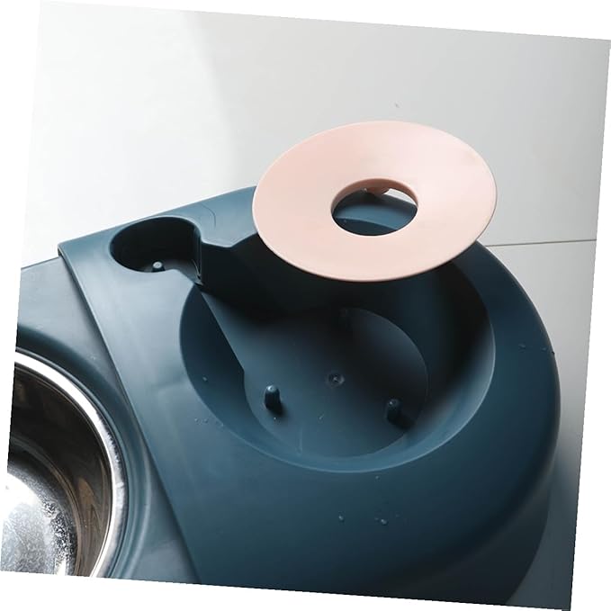 SUPVOX Automatic Pet Feeder and Water Bowl for Dogs and Cats, Anti-Spill Design with Food and Water Compartments, Blue Plastic Pet Supply for Home Use