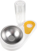 YARNOW Automatic Pet Feeder and Water Bowl 2-in-1 Anti-Spill Pet Food Feeder Station for Small Dogs and Cats, White Portable Puppy Feeding Dish with Self-Dispensing Water Dispenser