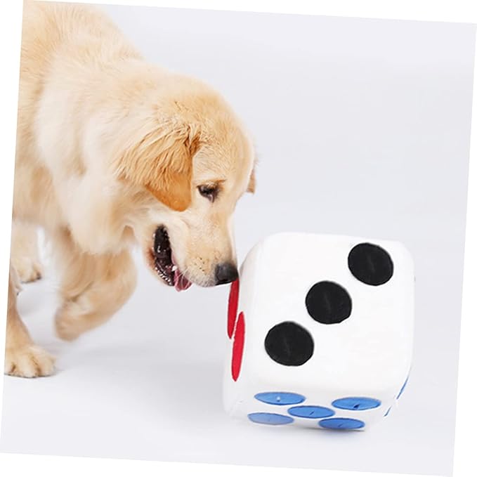 KESYOO Dog Plush Dice for Dogs Creative Funny Sniffing Training Plush Elastic Soft Material for Interactive Enrichment Play Easy to Clean White Pet