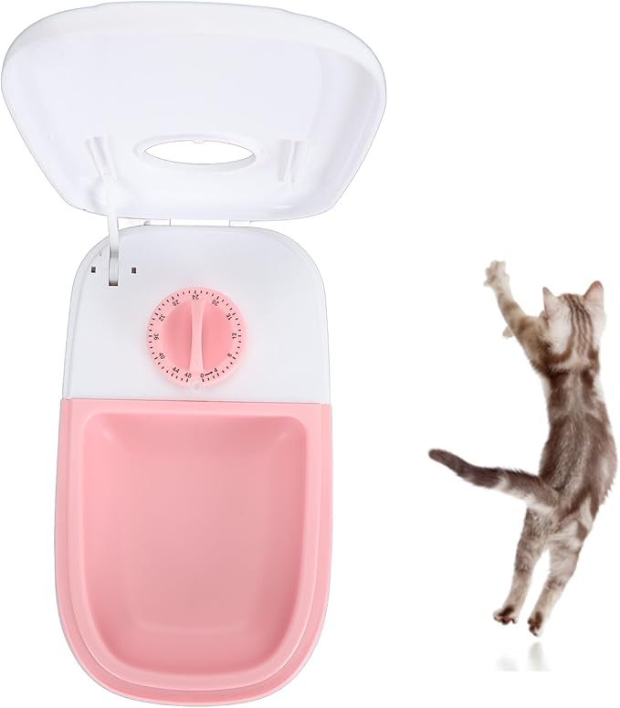 Automatic Cat Feeder, Single Meal Timed Pet Feeder 48 Hours Dry or Semi Moist Pet Food Dispenser Space, Food Dispenser for Cats and Small Dogs ()