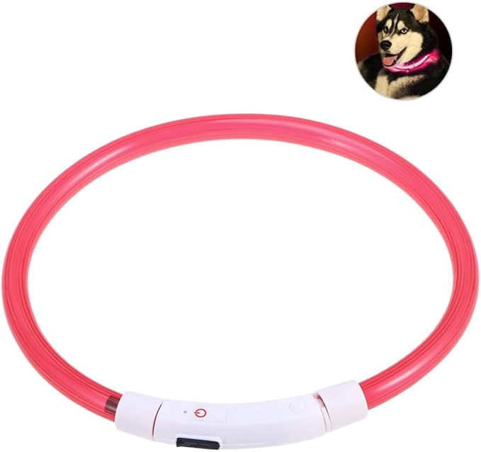 FRCOLOR 2pcs Led Dog Collar USB Rechargeable Glowing Pet Collar for Night Safety Red Material Energy-Saving Led Lights for Evening Walks