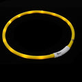 HEMOTON LED Rechargeable Waterproof Silicone Pet Collar, Oval Shape, Size L, Yellow Glowing Dog Collar for Night Safety and Anti-Lost Use