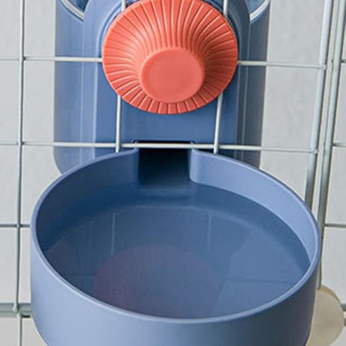 Automatic Feeder and Drinker,Cage Hanging System for Small Pets PP Safety Material Suitable for Cats Dogs Rabbits and Other Pets (Haze Blue)