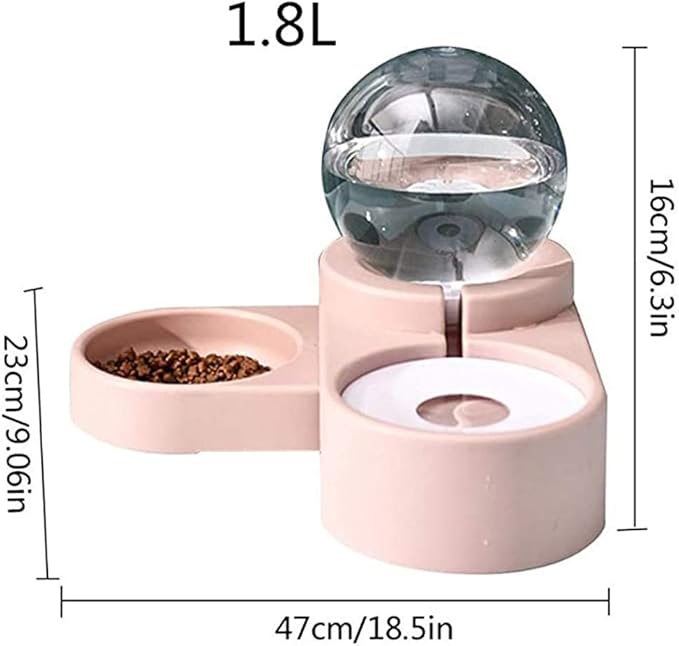 Double Dog Cat Bowls,Cat Dog Feeder Automatic Water Bowl and Food Bowl Set, Pet Automatic Water Dispenser,Floating Bowl Splash Free, Stainless Steel Feeder Bowl for Cats and Small Dog
