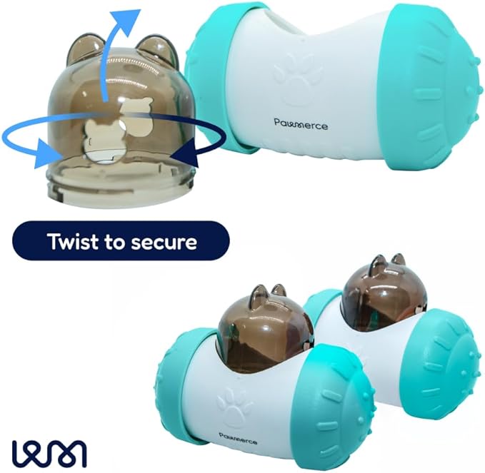 Pets Indestructible Dry Kibble Dispenser Play Toy for Dogs & Cats Automatic Food Leaking Fun Balls Feeder with Interactive Slow Feeder IQ Enrichment Brain Stimulation (Teal)