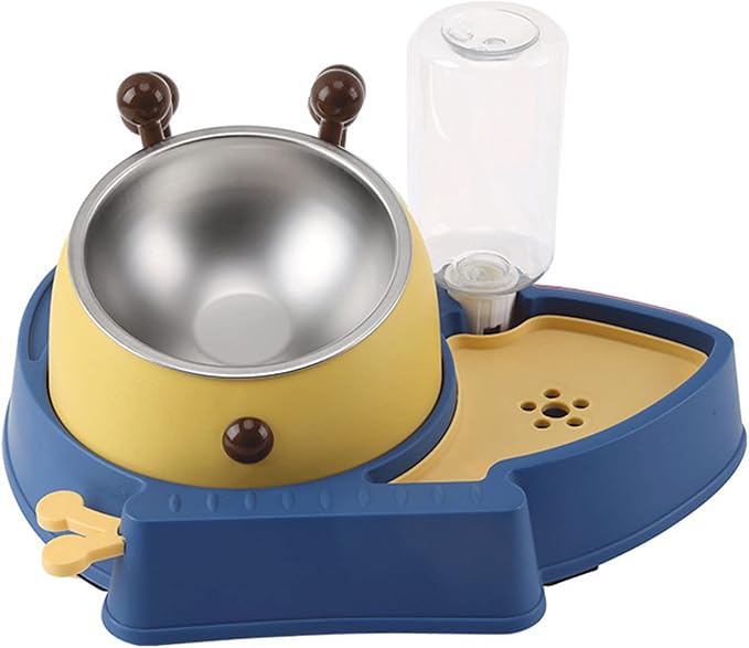 3 in 1 Pet Tableware Dog Food Bowl Automatic Water Dispenser Tilted Elevated Stainless Steel Bowl Detachable Waterer