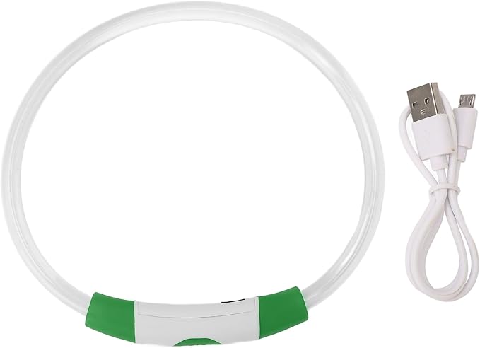 LED Dog Collar, USB Rechargeable Promote Visibility Dog Glow Collar for Outdoor Walking (Green)