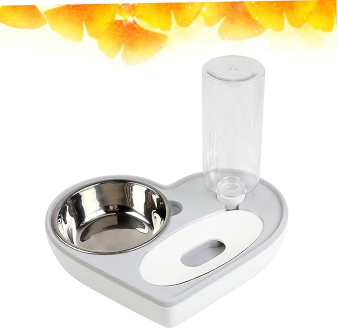 Yardwe Dog Automatic Water Bowl Pet Water Feeder Heart Shape Bowl Material Non-Slip Stand