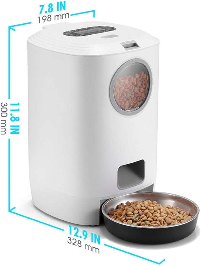 Smart Automatic Pet Feeder with Voice Recorder, Detachable Dry Food Dispenser for Cats and Dogs, 4-Meal Programmable Pet Feeding Bowl for Home Use