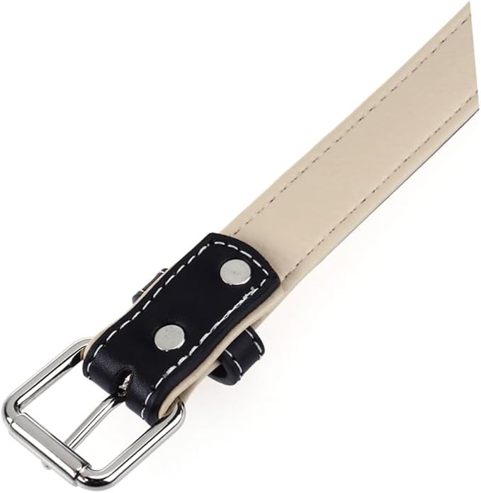 Medium to Large Dogs' Leather Collar Metal Buckle Adjustable Length Stylish and Comfortable