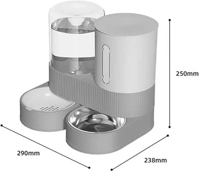 Compatible for AB 2-in-1 Pet Feeder Water Dispenser Set Stainless Steel Food Bowl Dogs Cats(Gray)