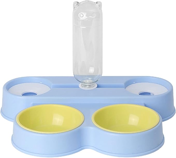 Dog Cat Bowls Pets Water and Food Bowl Set,Gravity Water Flow No Spills Durable Safe Anti Overturning Automatic Drinking,for Small or Medium Size Dogs Cats Sky Blue