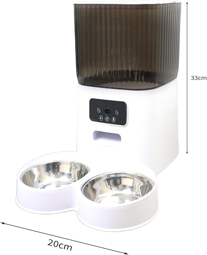 5L Timed Automatic Dog Cat Feeder for 2 Animal, 5G WiFi Cat Food Dispenser with APP Remote Feeding, 1-10 Meals/Day, 10s Meal Call, Dual Power Dual Trays Pet Feeder for Cat, Dog Small Animals (B)