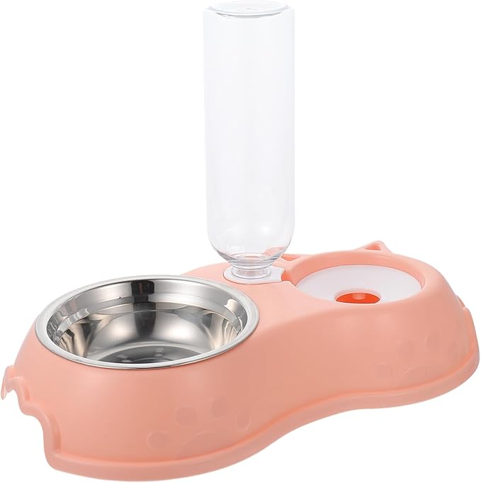 BESPORTBLE 1set Automatic Pet Feeder and Water Dispenser Dual Bowl and Cats Removable Transparent Bottle Use