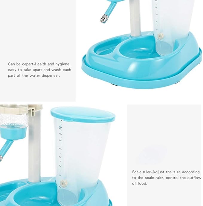 Pet Water Bottle Feeding Bowl Dog Automatic Feeder Food Water Dispenser for Dogs and Cats (Blue)