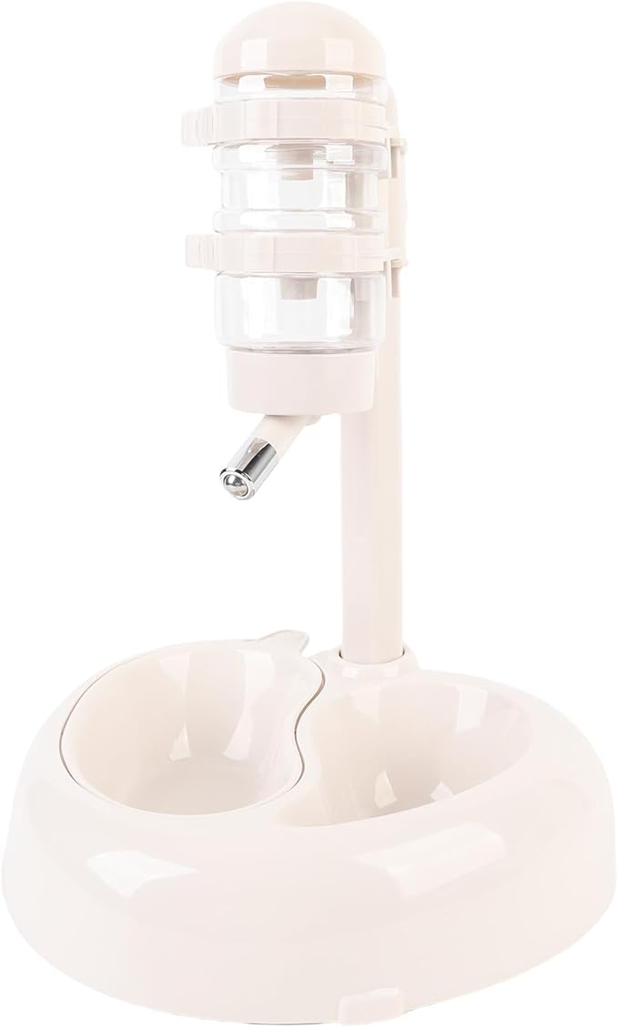 Asixxsix Pet Standing Water Dispenser, Height Adjustable Automatic Water Feeder Food Feeder Bowl, Dog Water Bottle Dispenser Food Bowl, Dog Cat Feeding Water Bowl Set (Beige)