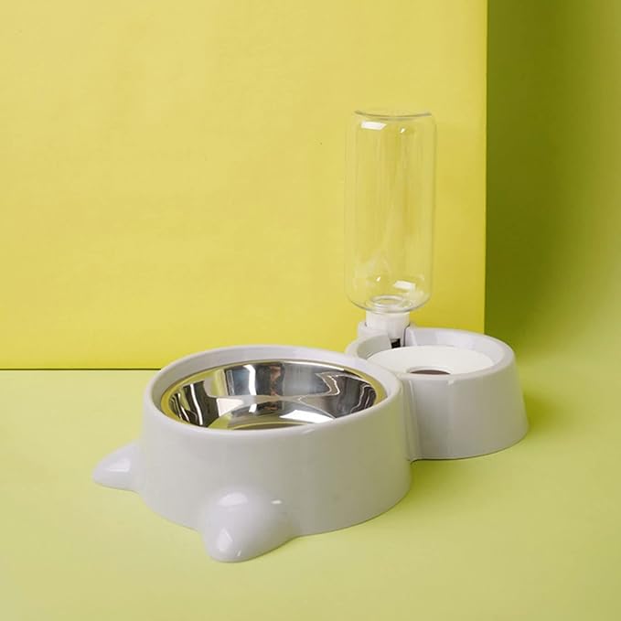 BLACKNANA Pet Automatic Feeder Waterer Set Dog Food Water Bowl Stainless Steel Dish Refills Water Bottle Dispenser