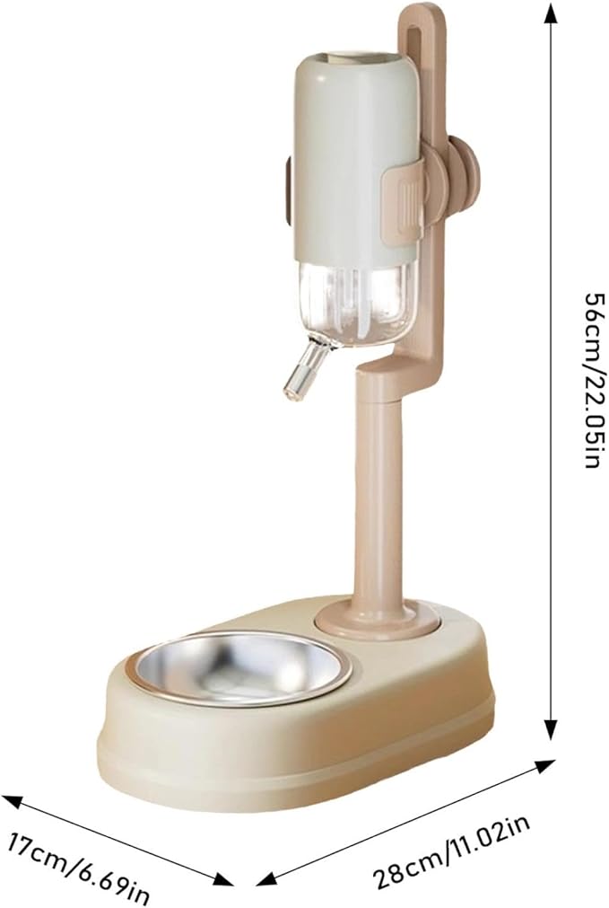 Pet Standing Water Dispenser Feeder Bowl, Dog Automatic Food Dispenser with Water Bottle Combined Bowl, Double Layer Pet Drinking Water Feeder for Both Cats and Dogs (Green)