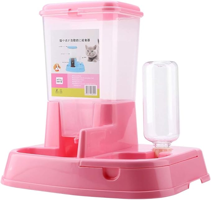 Pets Feeder, Automatic Pet Feeder Detachable Food Dispenser Water Bottle Cats Dogs Feeding Tool