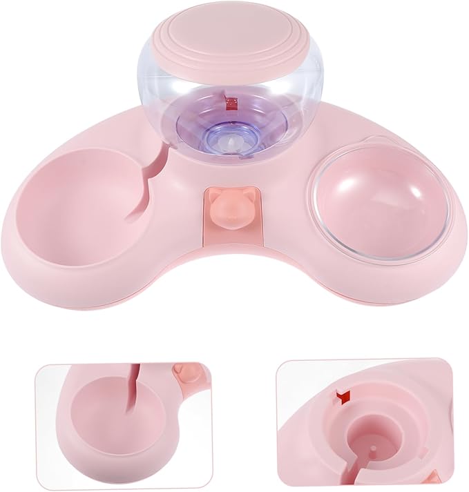 Yardwe 1pc Automatic Cat Drinking Bowl and Food Container Double Bowl Design for Cats and Dogs Tip Easy to Pet Feeder