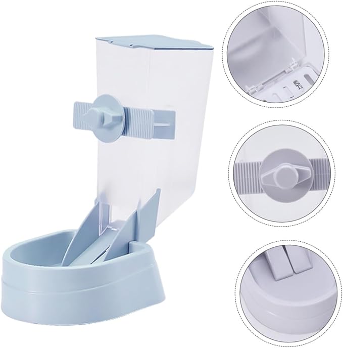 2L Hanging Automatic Pet Food Feeder Bowl for Dogs and Puppies, Blue Plastic Pet Food Dispenser for Cage Use, Suitable for Small to Medium Dogs