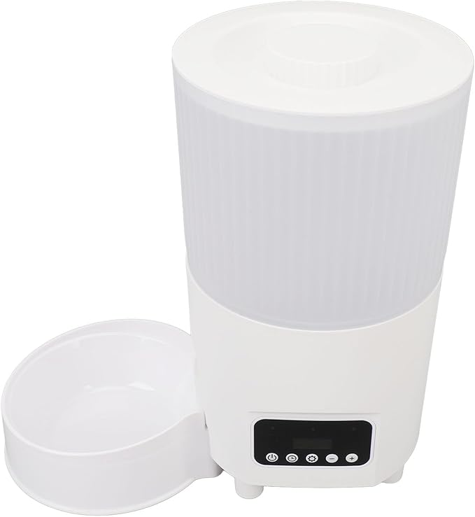 Automatic Cat Feeder 3L Large Capacity Smart Pet Food Dispenser Pet Feeding Device for Indoor Home (White Button Version)