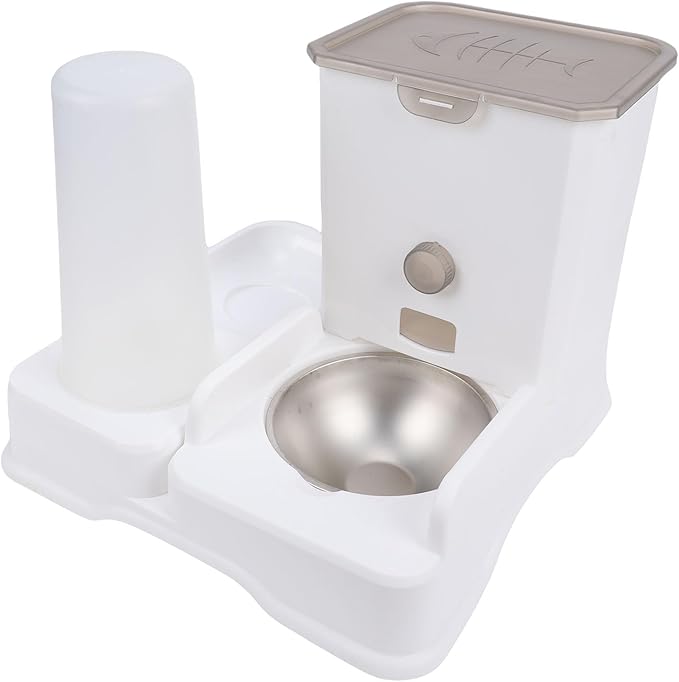 Automatic Cat Dog Feeder with Large Bowl & Water Dispenser Set - 6L Food & 2L Water Capacity, Programmable Timer, Voice Recording, Dual Power Supply for Cats and Dogs Pet Care (White)