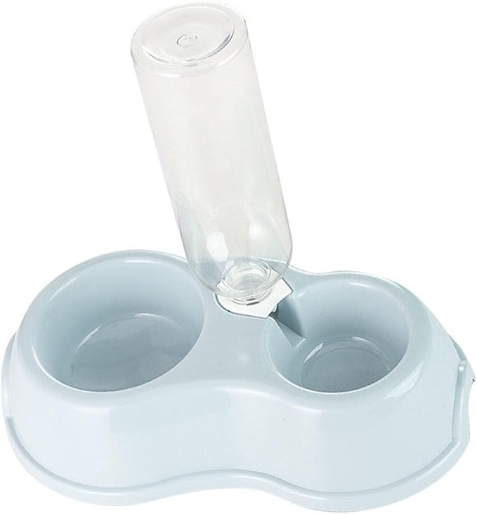 Double Dog Cat Bowl, Multipurpose Large Capacity Automatic Water Refill 2 in 1 Design Pet Feeder Water Dispenser Set, Gravity Feeder Cat Dry Food and Water Set for Indoor