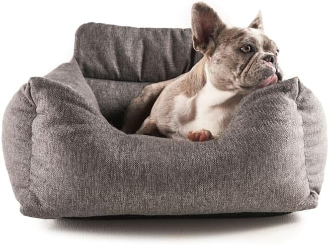 PAW BRANDS PupProtector Dog Car Seat for Medium and Large Dogs, Fully Detachable Car Booster Seat for Front and Back Seats, Orthopedic Dog Travel Bed, Gray, Single Seat
