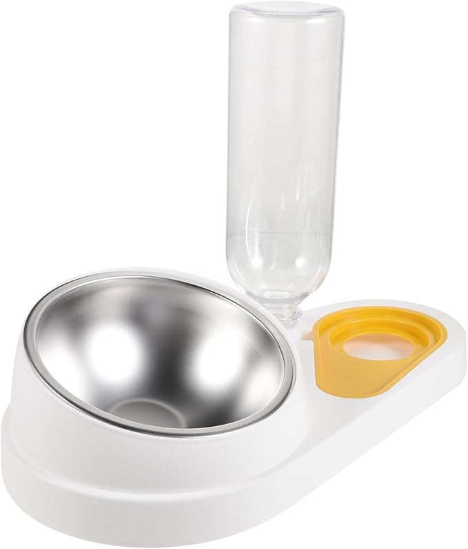 Beaupretty Automatic Pet Feeder and Water Bowl 2-in-1 Detachable Dog Bowl Puppy Water Feeder Station White for Small Animals and Cats
