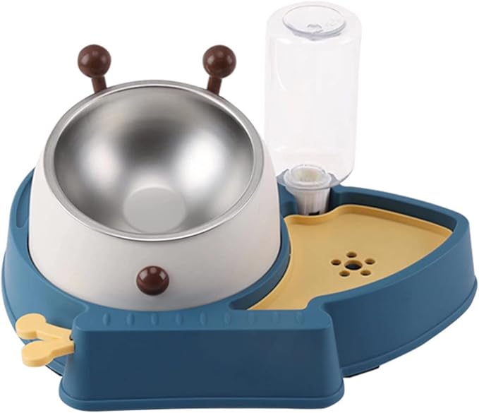 3 in 1 Pet Tableware Dog Food Bowl Automatic Water Dispenser Tilted Elevated Stainless Steel Bowl Detachable Waterer