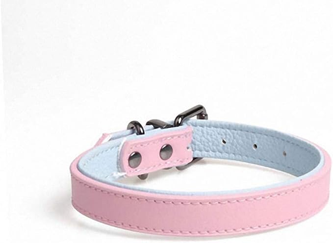 Dog Collar Necklace Leather Durable Collar Double Layer Double Color Puppy Pet Cat Collars Light Pink S