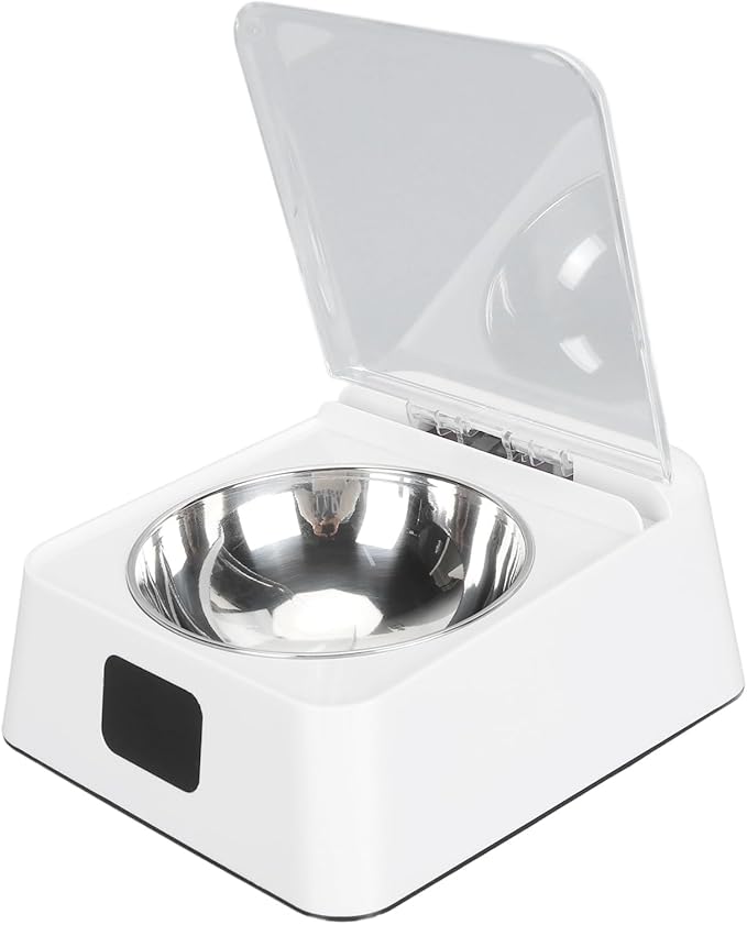 Pyhodi Automatic Cat Feeder with Infrared Sensor Cover, Removable Bowl, ABS & Stainless Steel, 2000mAh Battery Powered Cat Intelligent Automatic Opening Lid Dog Feeder