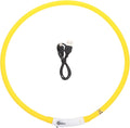 GLEAVI LED Rechargeable Silicone Dog Collar Adjustable Waterproof Pet Safety Glow Collar Large Yellow for Evening Use