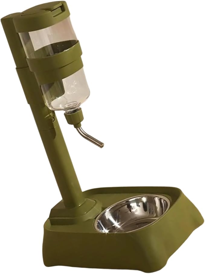 Gray Automatic Pet Drinking Fountain and Feeder Bowl with Height Adjustable for Dogs and Cats Adjustable Pet Bowl