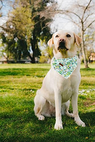 Lionheart glory Dog Bandana 1 Pack Washable Soft Cotton Lemon Flower Bibs Scarf, Adjustable Kerchief Square Dog Bandanas for Small Dogs