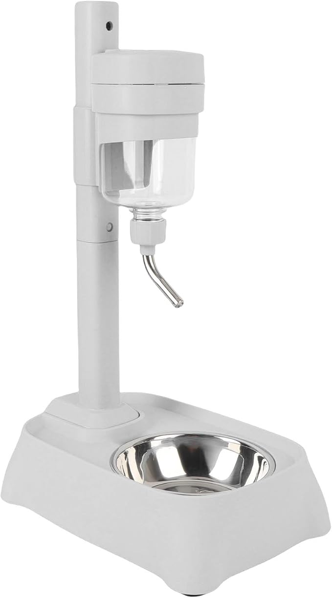 Pet Standing Water Dispenser with Stainless Steel Bowl & Height Adjustable, Automatic Cat Dog Water Feeder with 500ml Capacity Leak Proof Design for Multi Pet Households, Indoor (M)