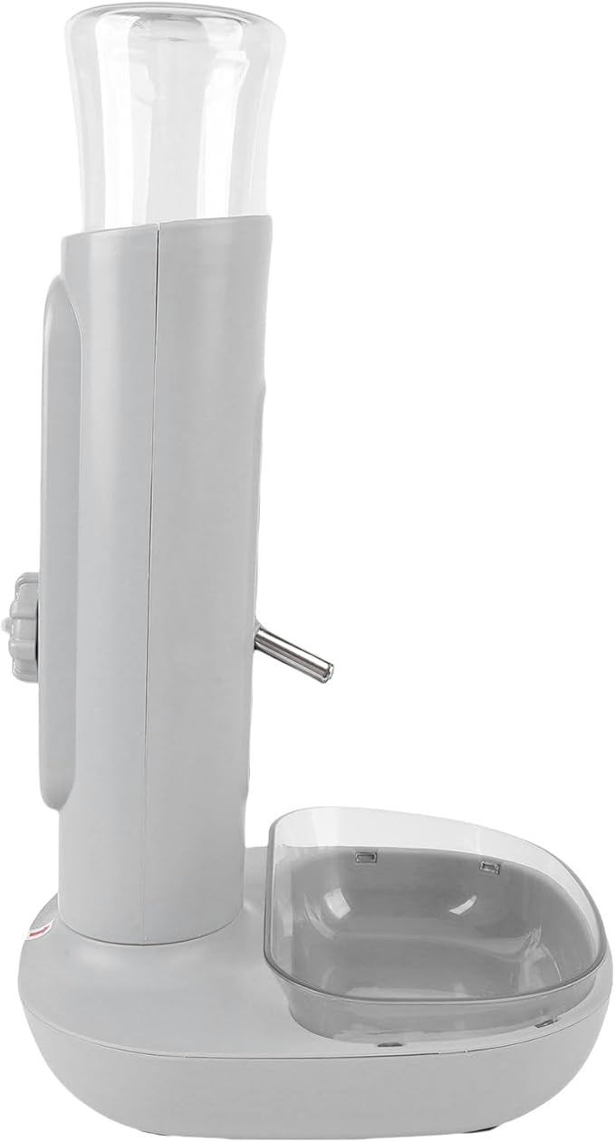 Pet Standing Water Dispenser, Automatic Feeding Water Bowl, 680ml Capacity, Adjustable Height, Hanging Design, for Small Cats and Dogs, with Detachable Feeder (Gray)