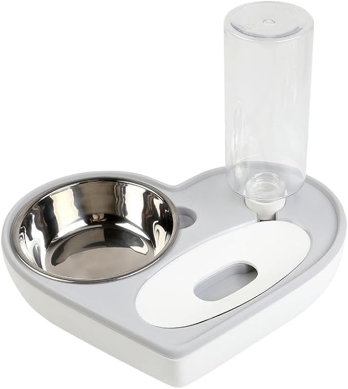 Happyyami Automatic Dog Water Bowl Heart Shape Pet Water Dispenser Metal Feeder Pet Drinking Supplies Non-Slip Base